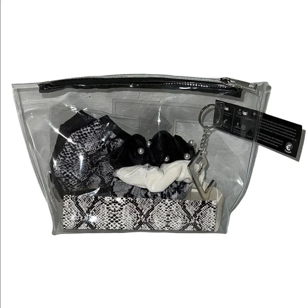 Alexis Bendel Snakeskin Sanitizer Pouch Kit Scrunchies Masks Anti Touch Keychain